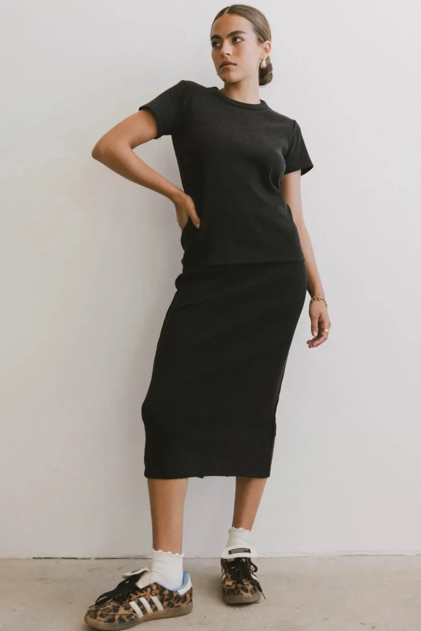 Skirts | All Bottoms>Bohme Calais Ribbed Skirt in Black