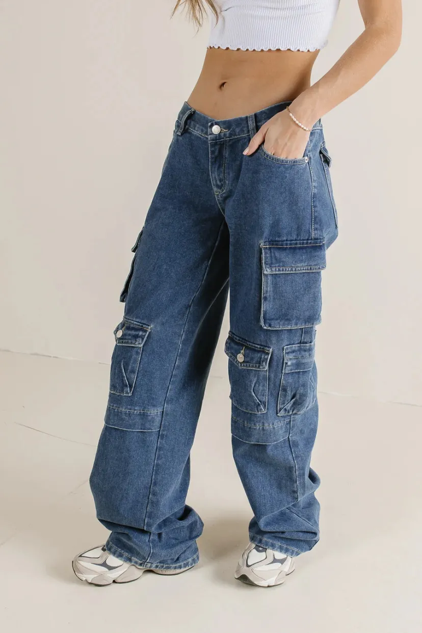 Denim | All Bottoms>Bohme Phoebe Cargo Jeans in Medium Wash - FINAL SALE Mediumwash