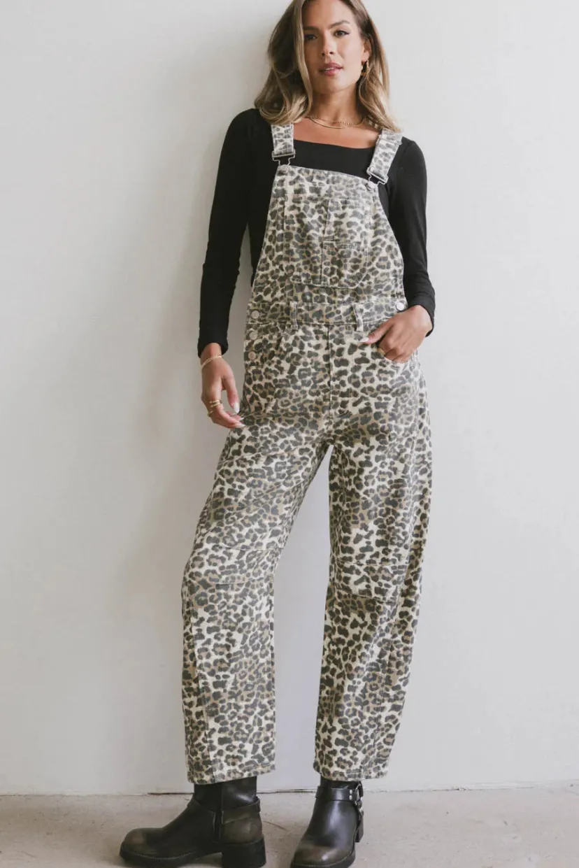 Dresses | Jumpsuits & Overalls>Bohme Tansy Denim Overalls in Leopard Brown