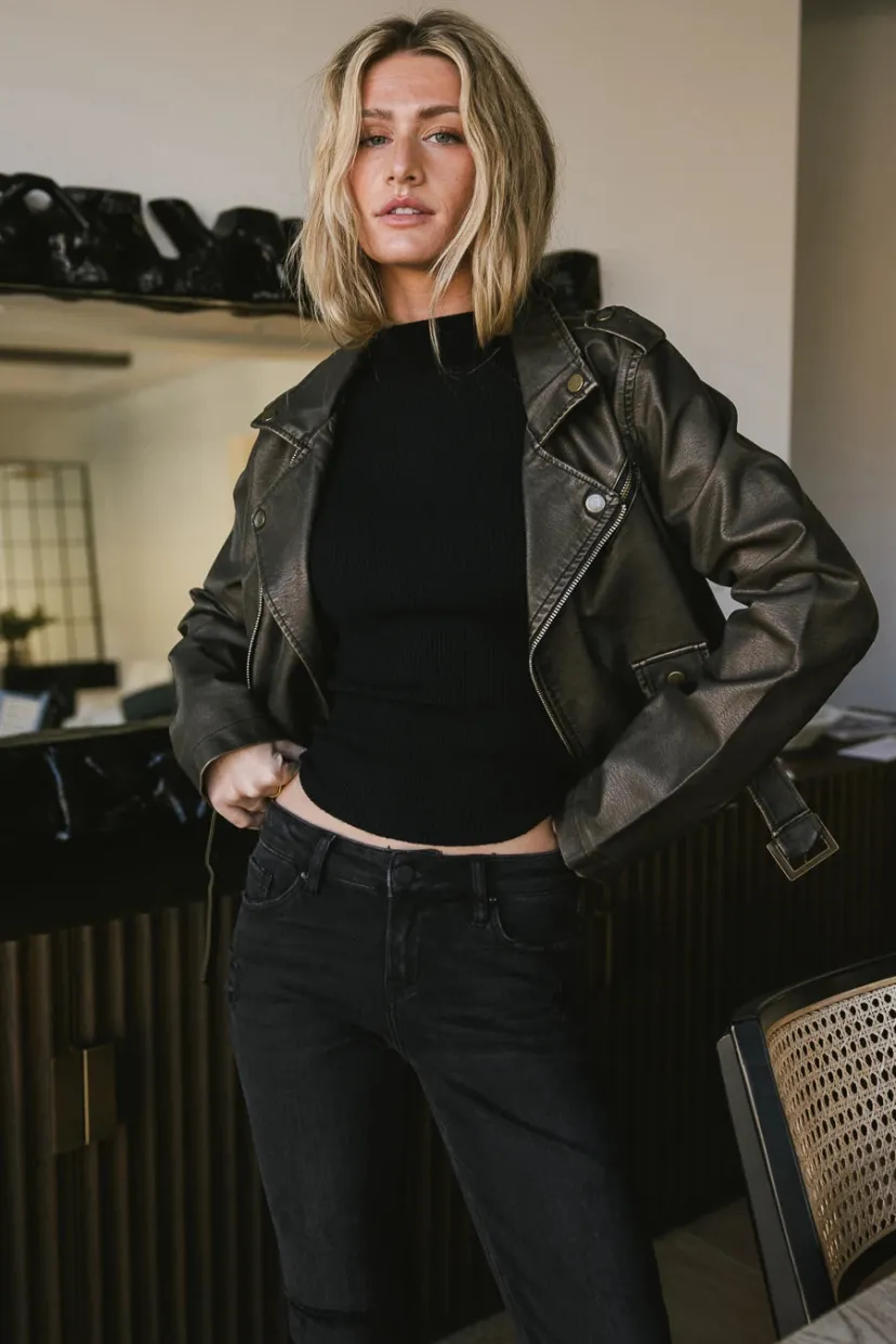 Jackets>Bohme Vintage Washed Moto Jacket
